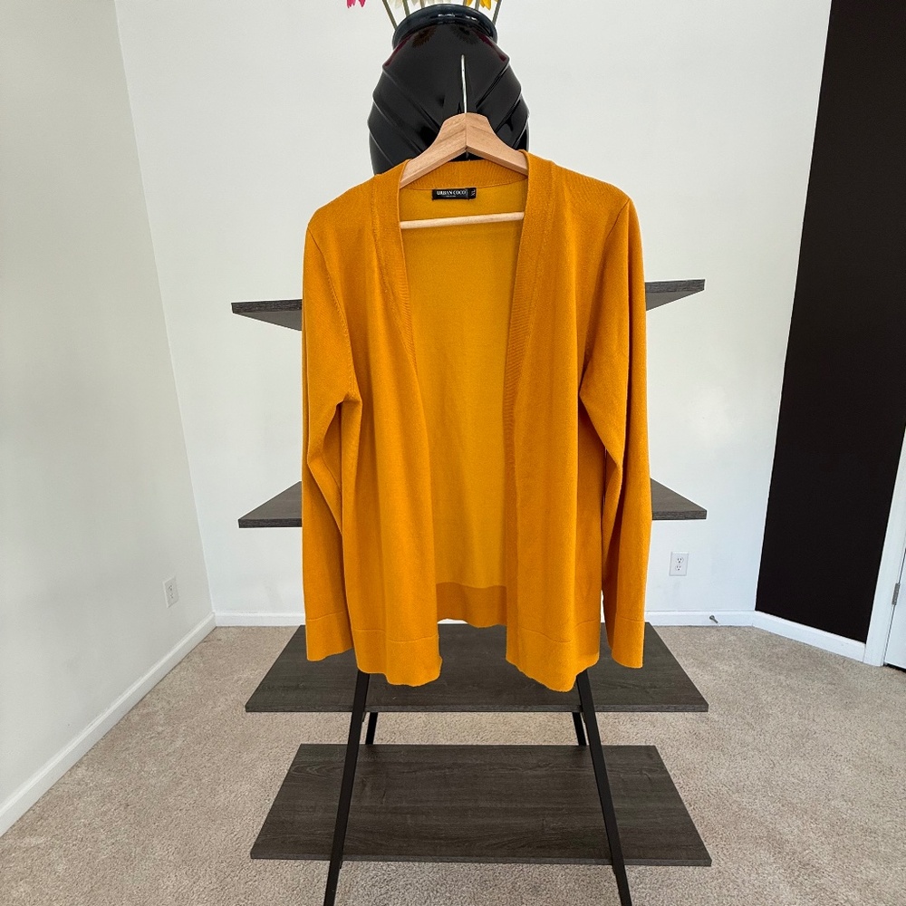 Urban Coco Mustard Yellow Open Front Cardigan Sweater Size XL